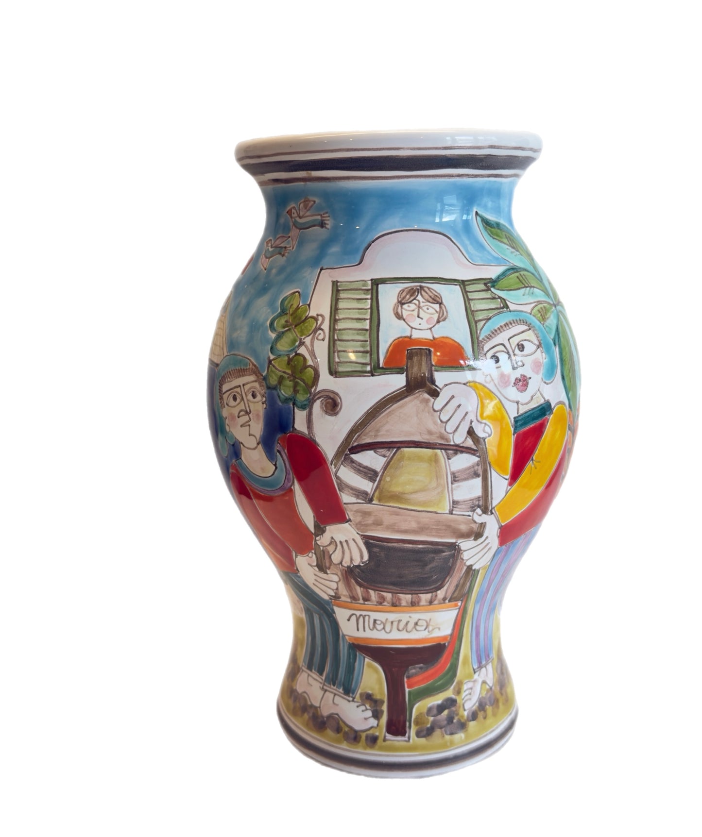 Susanna De Simone Ceramic Vase – “La Vita Siciliana” | Hand-Painted Sicilian Art