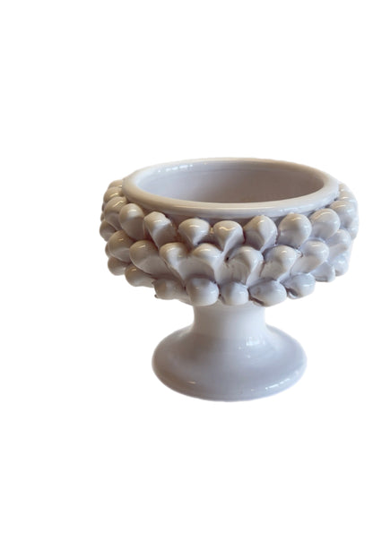 Susanna De Simone Ceramic Pigna Bowl – White Glazed Pinecone Bowl | Handcrafted Symbol of Sicilian Prosperity