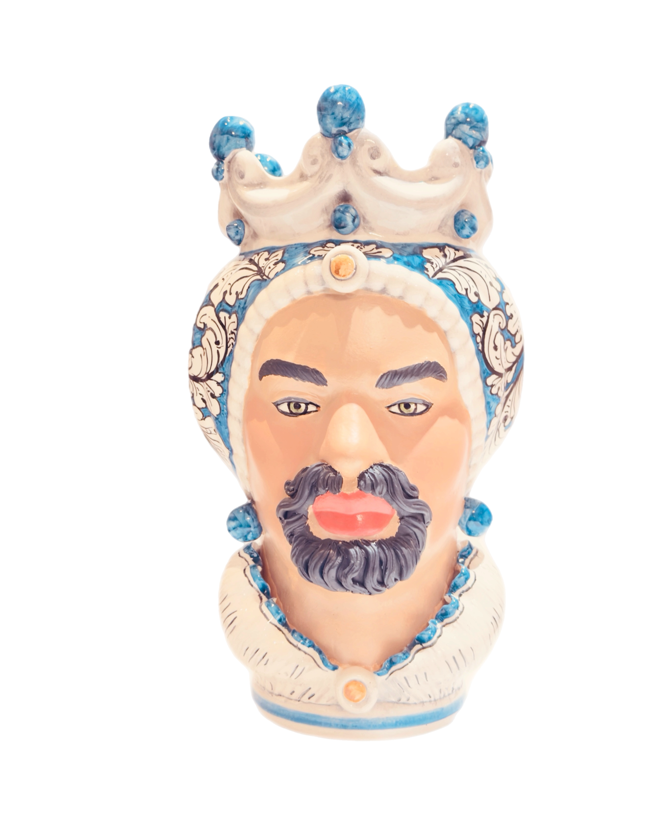 Modern Moro Moorish Head: Moor Blue Flourish