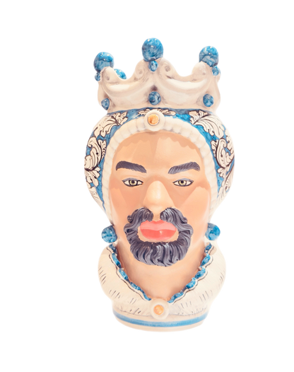 Modern Moro Moorish Head: Moor Blue Flourish