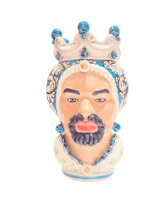 Modern Moro Moorish Head: Moor Blue Flourish