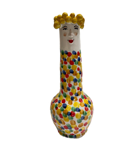 Funny People Squatty Rainbow Polka Dot Vase