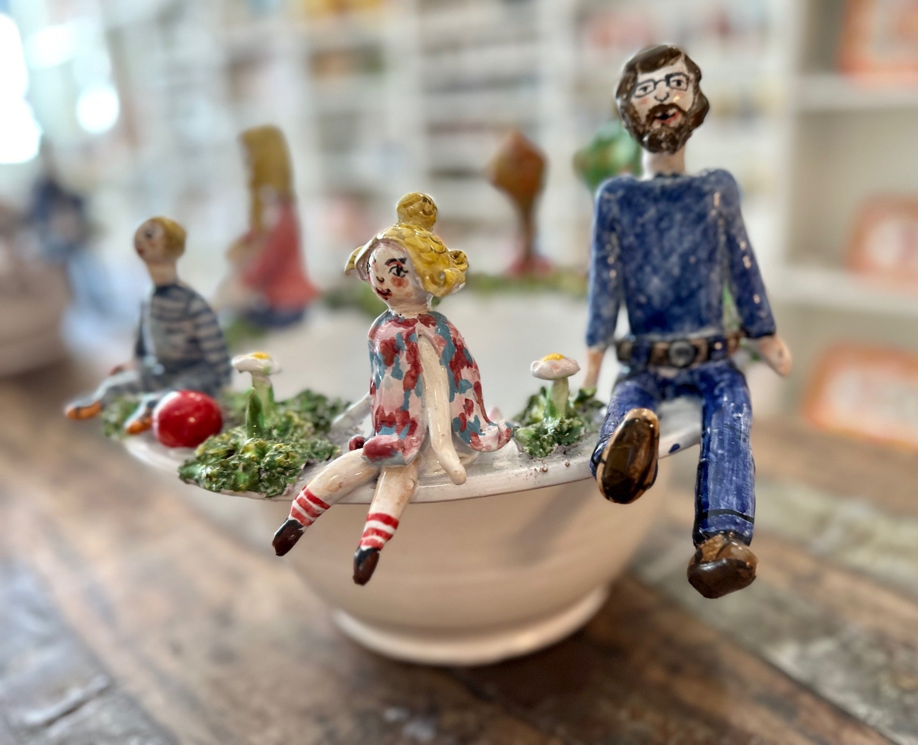 Ceramiche D'arte Dolfi  Whimsical Centerpiece - Family of 5