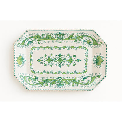 Verdelia Fiorita Italian Octagonal Tray – Hand-Painted Green Floral Tray