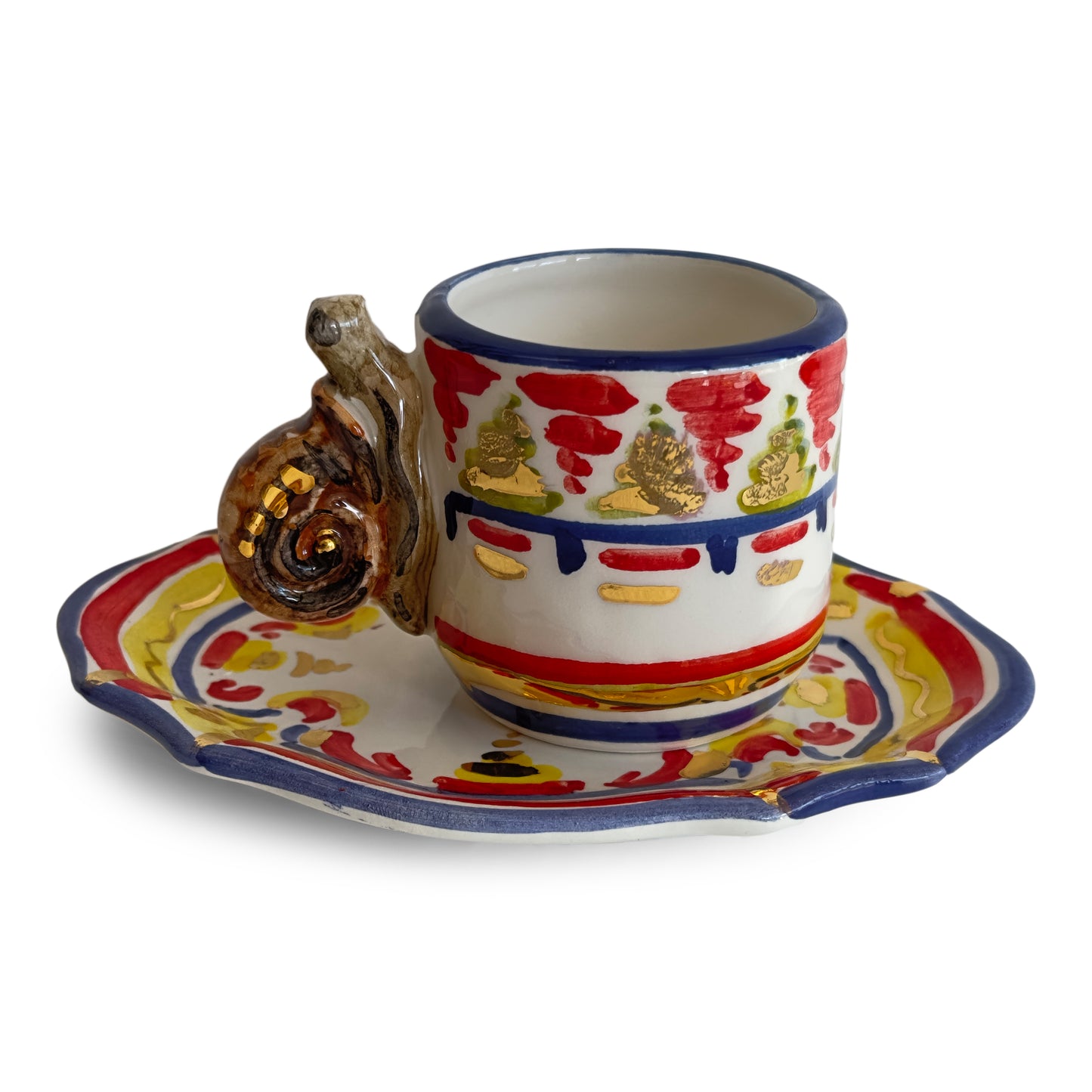 Contrade 24kt Espresso Cup & Saucer, 4 oz : Snail