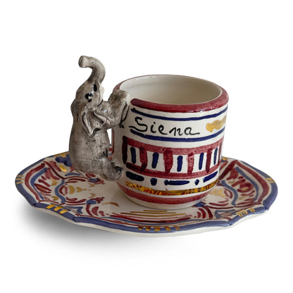 Contrade 24kt Espresso Cup & Saucer, 4 oz : Elephant