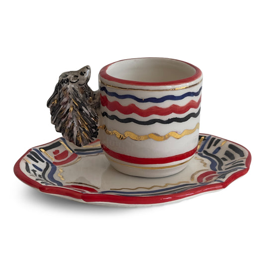 Contrade 24kt Espresso Cup & Saucer, 4 oz : Porcupine