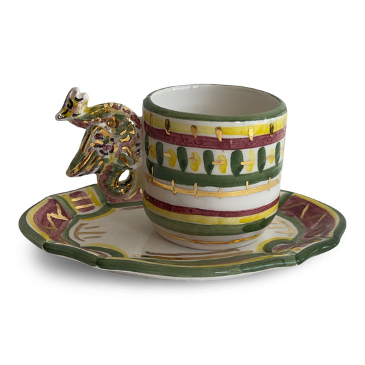 Contrade 24kt Espresso Cup & Saucer, 4 oz : Dragon