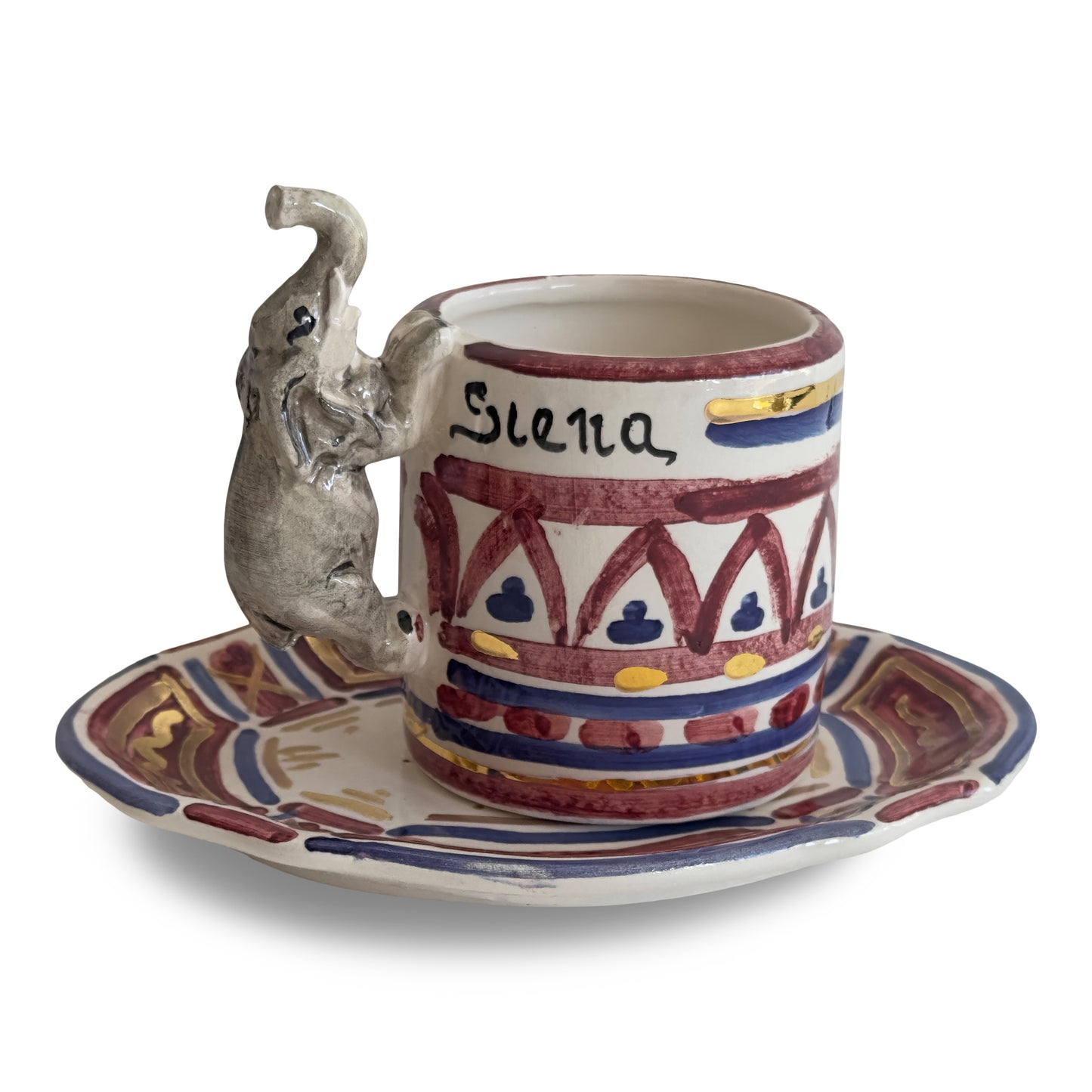 Contrade 24kt Espresso Cup & Saucer, 4 oz : Elephant