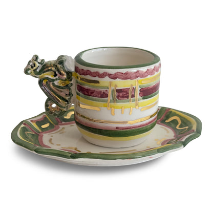 Contrade 24kt Espresso Cup & Saucer, 4 oz : Dragon