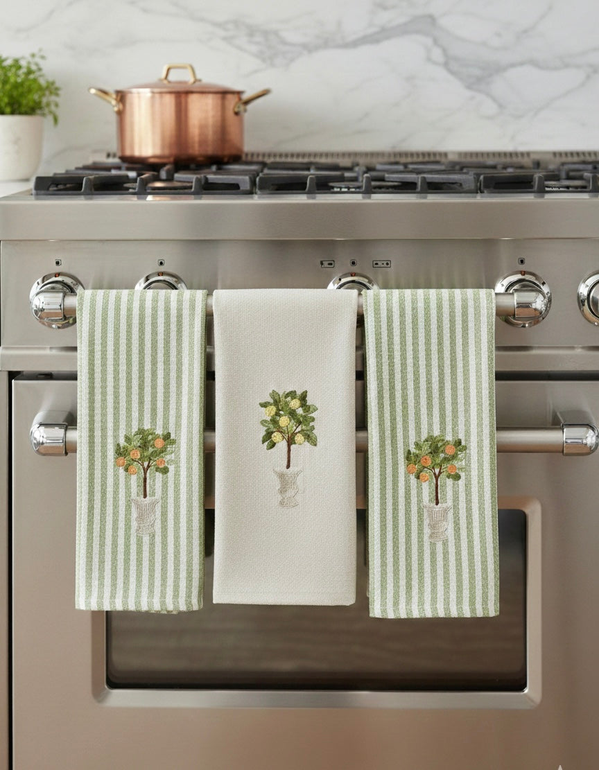 Busatti Topiary Stripe Jacquard Hand Towel - Thumbnail 2