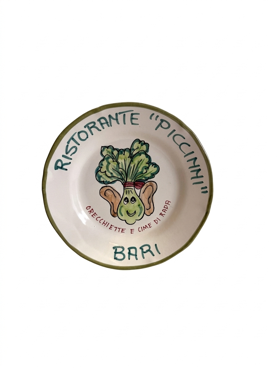 Hand-Painted Italian Buon Ricordo Plate – Bari Restaurant