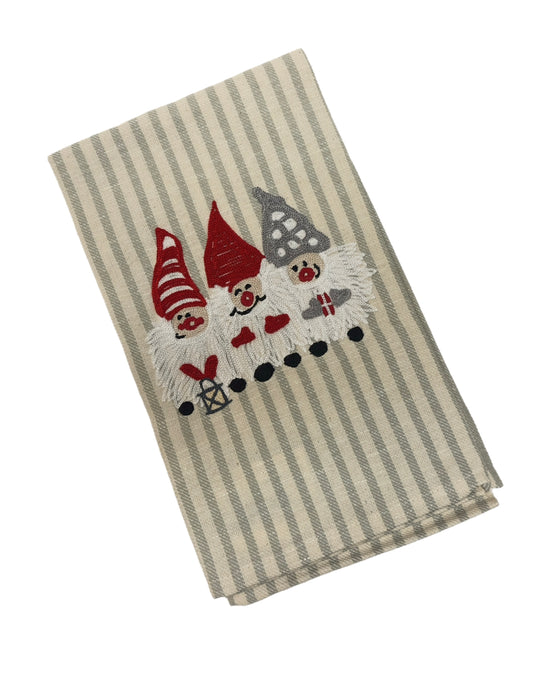 Busatti Kitchen Towel Stripe Design - 3 Gnome Christmas