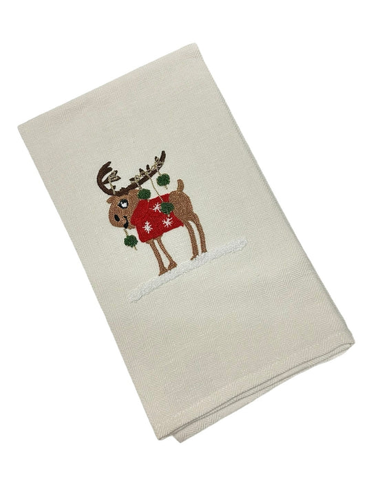 Busatti Kitchen Towel Stripe Design - Jolly Reindeer