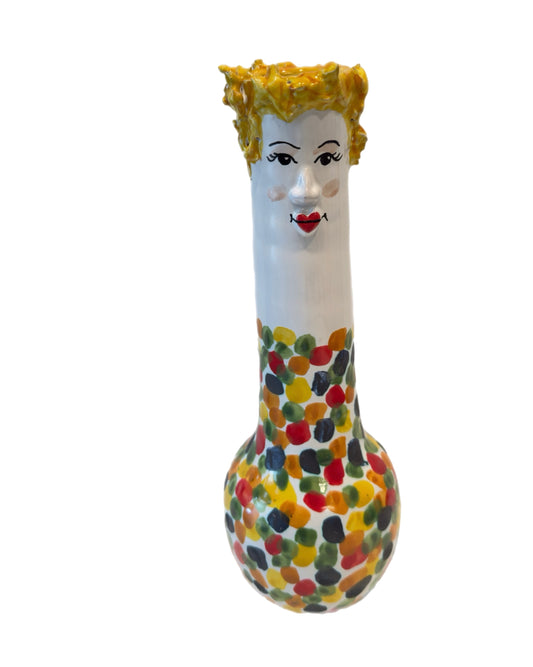 Funny People Squatty Rainbow Polka Dot Vase