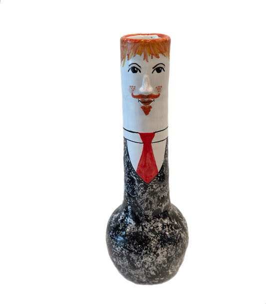 Funny People Squatty Red Haired Red Tie Vase