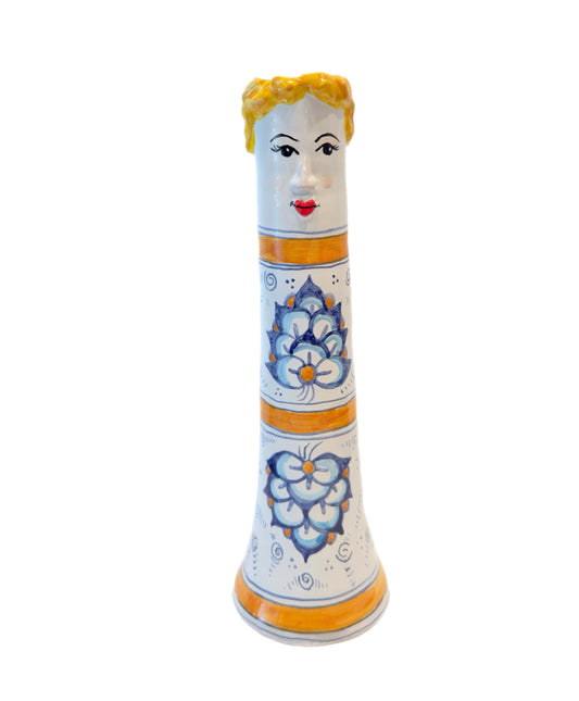 Funny People Blue & Gold Flower Vase