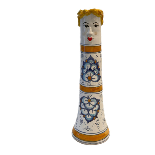 Funny People Blue & Gold Flower Vase