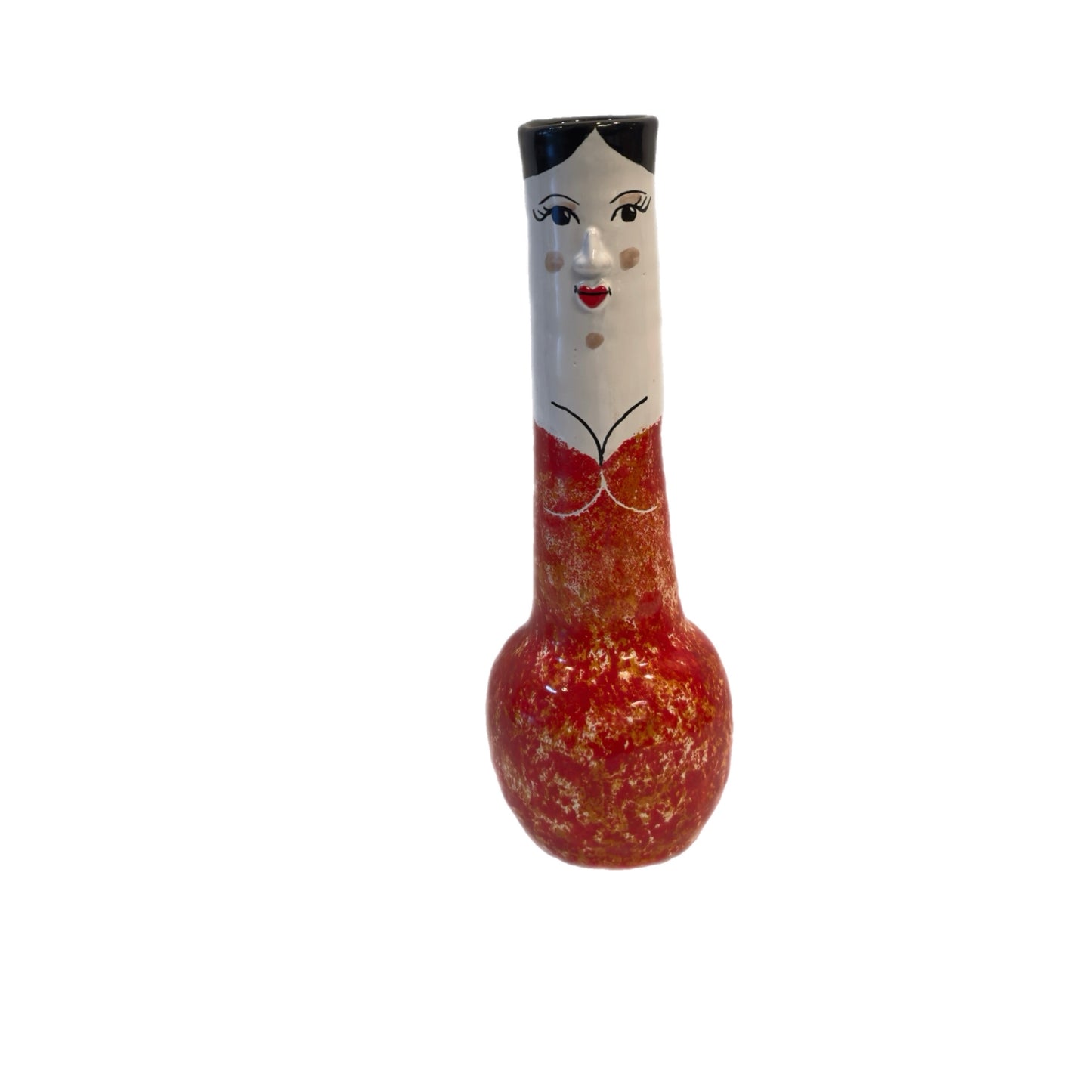 Funny People Squatty Red Fancy Dress Vase