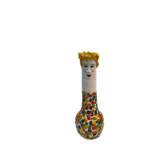 Funny People Squatty Rainbow Polka Dot Vase