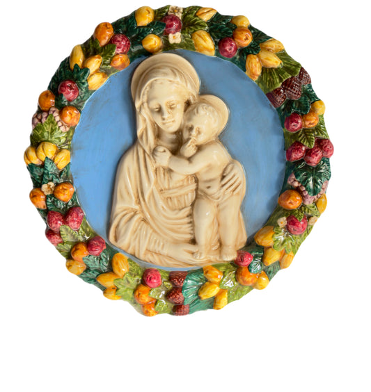 Della Robbia: 14"d Madonna with Baby Jesus  (P044)