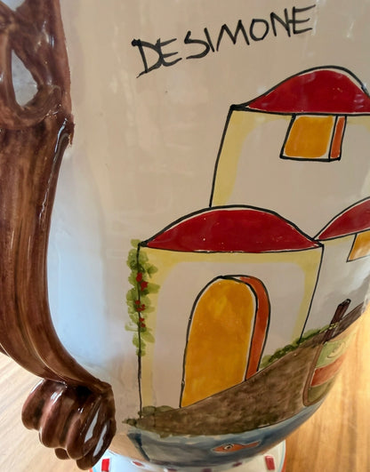Ceramiche Desimone Collectible Large Sicilian Vase "Il Villaggio sul Mare"