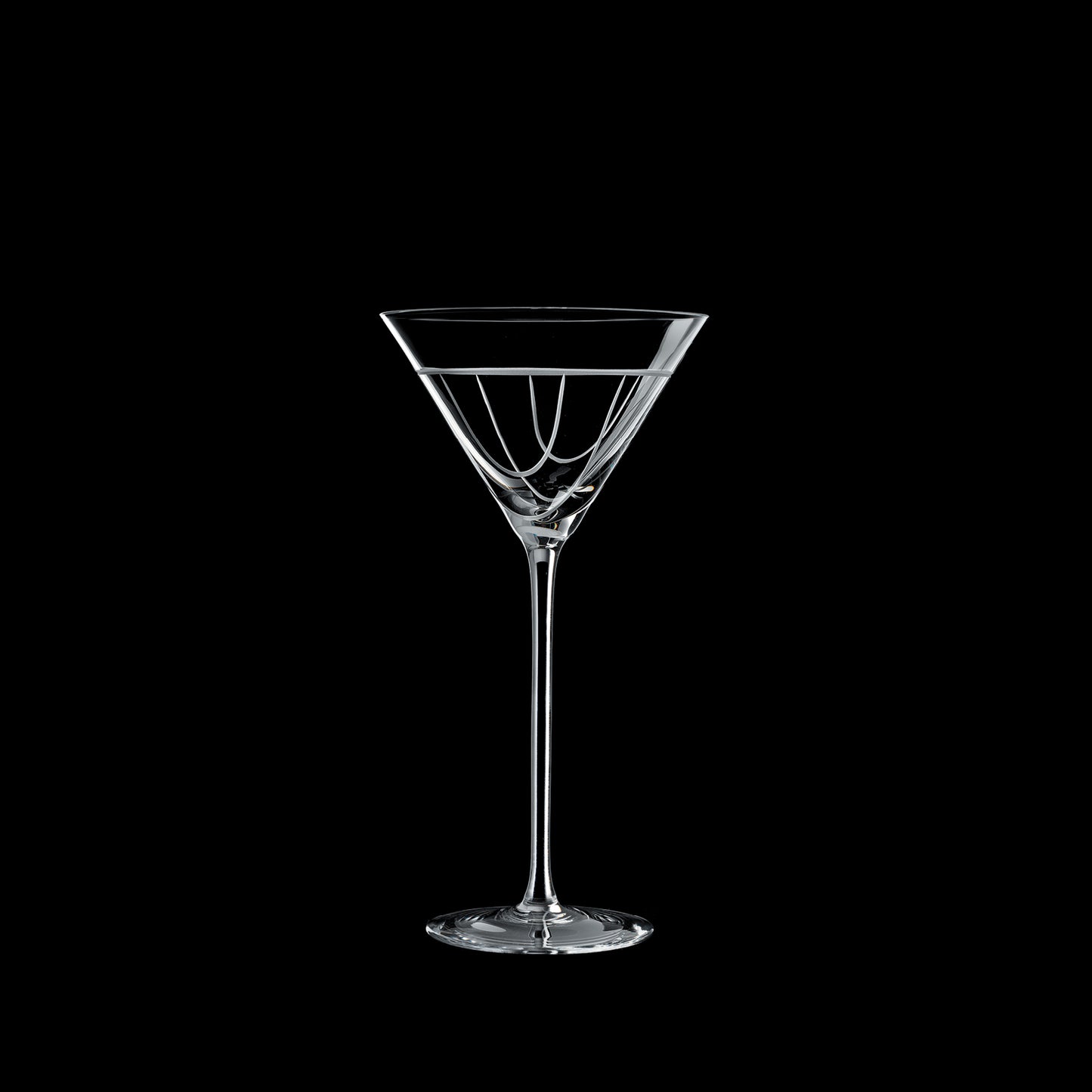 Salviati Hand-Carved Crystal Martini Glasses, Set of 6