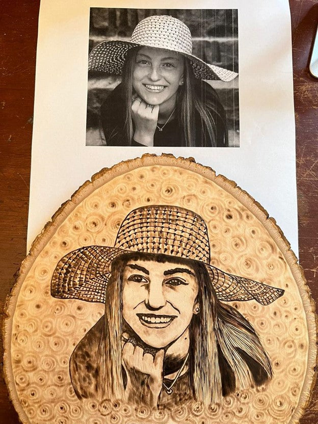 Human Portrait Pyrography Custom Portrait in Pyrography | PRE-ORDER – Biordi Art Imports