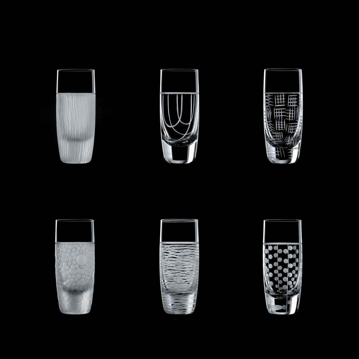 Salviati Hand-Carved Crystal Shot Glasses, Set of 6