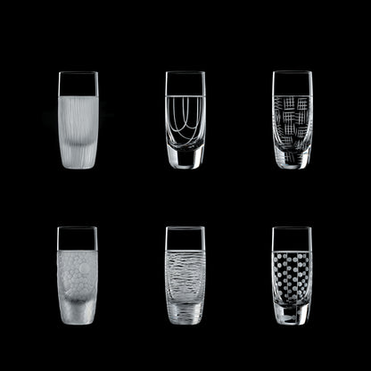 Salviati Hand-Carved Crystal Shot Glasses, Set of 6