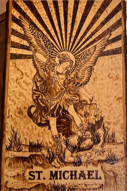 St. Michael the Archangel Detail in Pyrography | PRE-ORDER