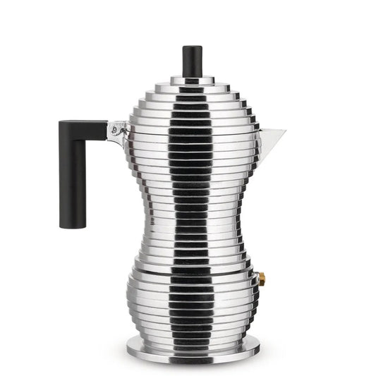 Alessi Pucina Silver w/ Black Handle Moka Pot