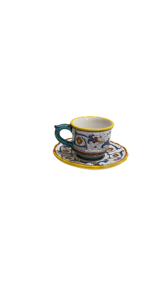 VINTAGE & COLLECTIBLE CERAMICS Ricco Deruta Espresso Cup & Saucer — CAMA Ceramiche, Deruta