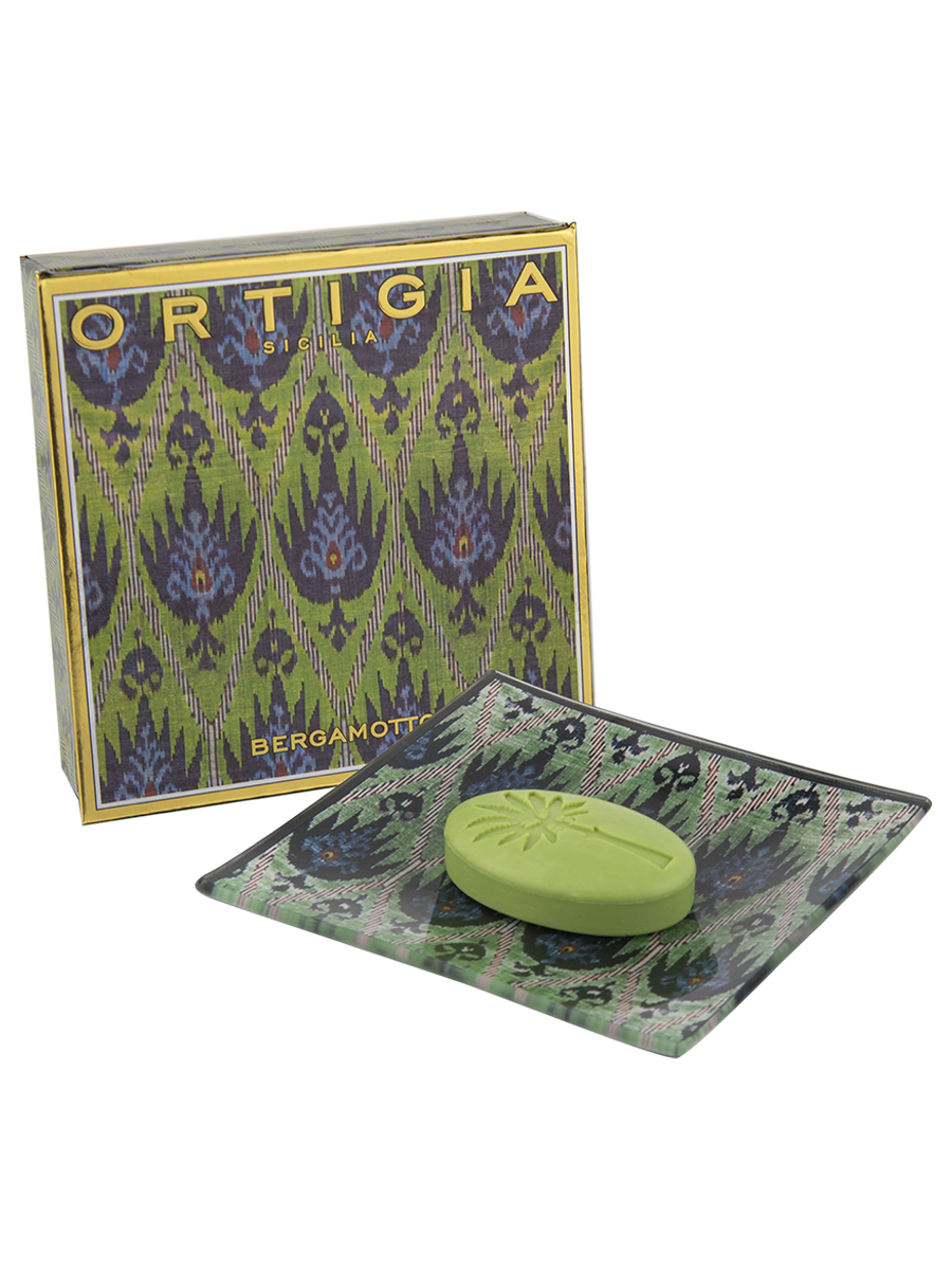 Ortigia Sicilia  Glass Plate & Soap- Bergamotto