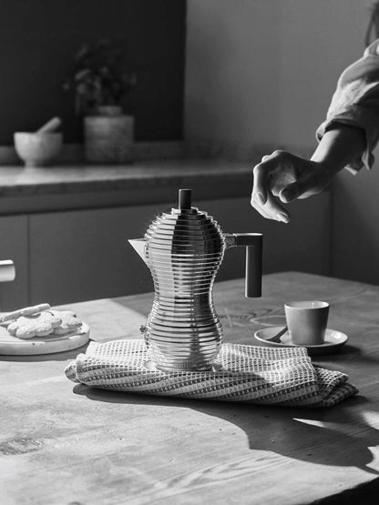Alessi Pucina Silver w/ Black Handle Moka Pot