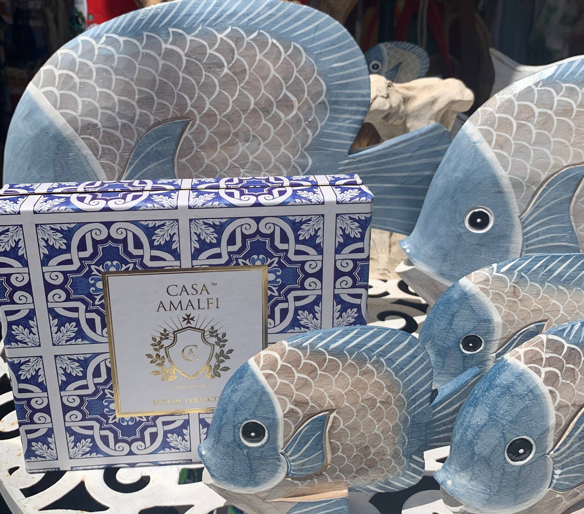 Blue Maiolica Gift Set — Hand-Painted Octopus Soap Dish & Three Italian Soaps