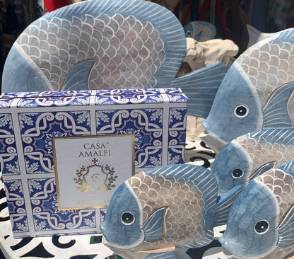 Blue Maiolica Gift Set — Hand-Painted Octopus Soap Dish & Three Italian Soaps