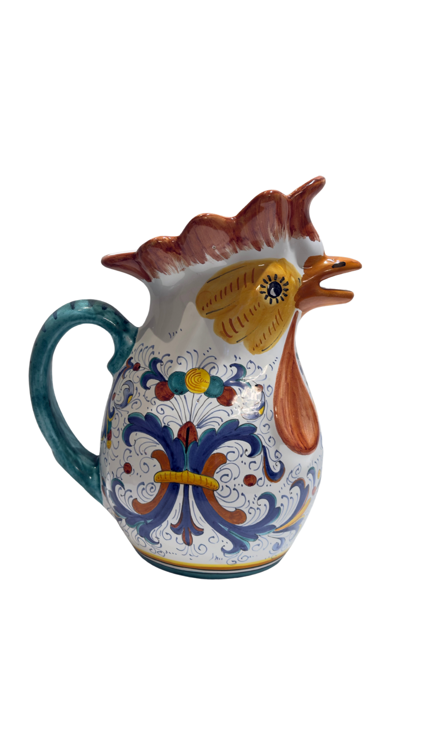 VINTAGE & COLLECTIBLE CERAMICS 2 Qt. Ricco Deruta Rooster Pitcher — CAMA Ceramiche, Deruta