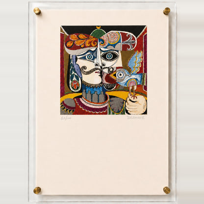De Simone Cubist Portrait with Ornate Bird Staff | Lithograph Royal Collection