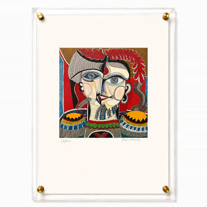 De Simone Cubist Portrait with Red Plume | Lithograph Royal Collection