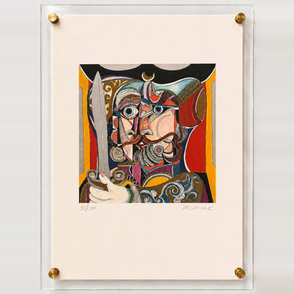 De Simone Cubist Warrior with Sword and Mustache | Lithograph Royal Collection