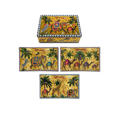 Ortigia Sicilia Handcrafted Italian Safari Tin Box with 3 Plates