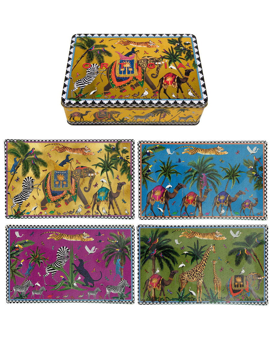 Ortigia Sicilia Handcrafted Italian Safari Tin Box with 4 Trays
