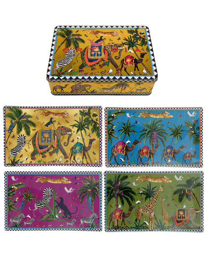 Ortigia Sicilia Handcrafted Italian Safari Tin Box with 4 Trays