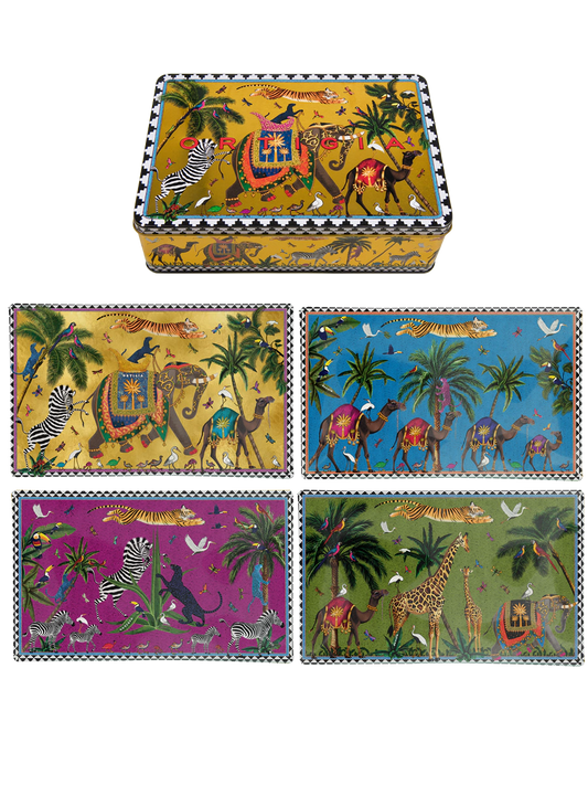 Ortigia Sicilia Handcrafted Italian Safari Tin Box with 4 Trays