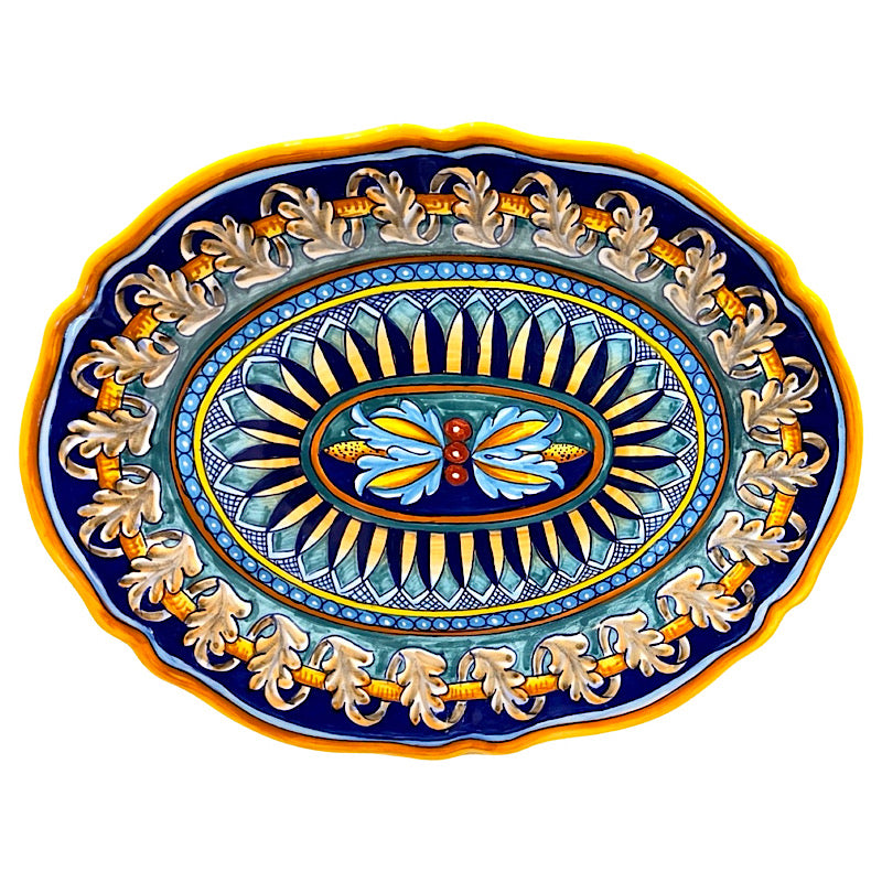Collectible Majolica Large Platter, Pattern B-40, ceramics, pottery, italian design, majolica, handmade, handcrafted, handpainted, home decor, kitchen art, home goods, deruta, majolica, Artisan, treasures, traditional art, modern art, gift ideas, style, SF, shop small business, artists, shop online, landmark store, legacy, one of a kind, limited edition, gift guide, gift shop, retail shop, decorations, shopping, italy, home staging, home decorating, home interiors