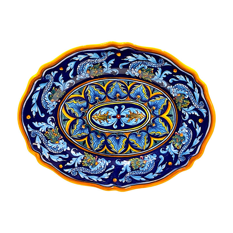 Collectible Majolica Platter, Pattern B-33, ceramics, pottery, italian design, majolica, handmade, handcrafted, handpainted, home decor, kitchen art, home goods, deruta, majolica, Artisan, treasures, traditional art, modern art, gift ideas, style, SF, shop small business, artists, shop online, landmark store, legacy, one of a kind, limited edition, gift guide, gift shop, retail shop, decorations, shopping, italy, home staging, home decorating, home interiors