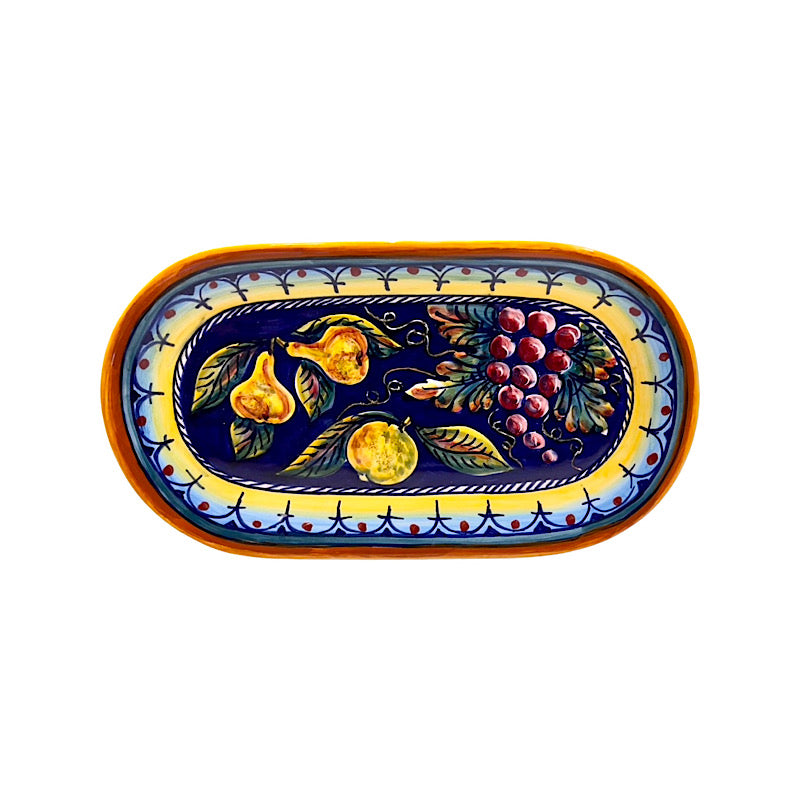 Collectible Majolica Oval Tray B-57, ceramics, pottery, italian design, majolica, handmade, handcrafted, handpainted, home decor, kitchen art, home goods, deruta, majolica, Artisan, treasures, traditional art, modern art, gift ideas, style, SF, shop small business, artists, shop online, landmark store, legacy, one of a kind, limited edition, gift guide, gift shop, retail shop, decorations, shopping, italy, home staging, home decorating, home interiors