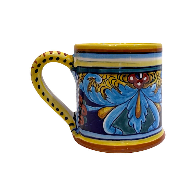 Collectible Majolica Mug B-64, ceramics, pottery, italian design, majolica, handmade, handcrafted, handpainted, home decor, kitchen art, home goods, deruta, majolica, Artisan, treasures, traditional art, modern art, gift ideas, style, SF, shop small business, artists, shop online, landmark store, legacy, one of a kind, limited edition, gift guide, gift shop, retail shop, decorations, shopping, italy, home staging, home decorating, home interiors