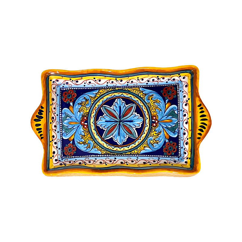 Collectible Majolica Rectangular Tray B-64, ceramics, pottery, italian design, majolica, handmade, handcrafted, handpainted, home decor, kitchen art, home goods, deruta, majolica, Artisan, treasures, traditional art, modern art, gift ideas, style, SF, shop small business, artists, shop online, landmark store, legacy, one of a kind, limited edition, gift guide, gift shop, retail shop, decorations, shopping, italy, home staging, home decorating, home interiors